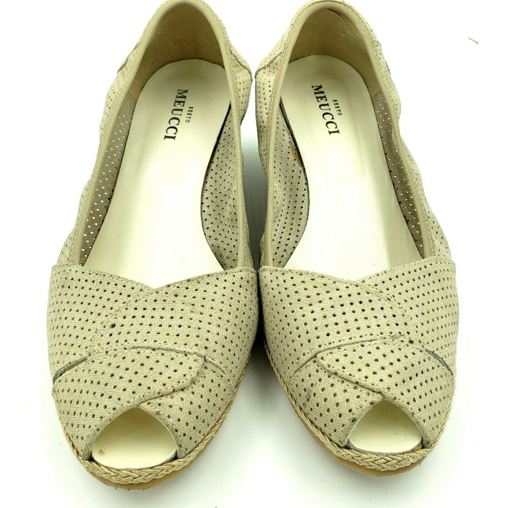 Sesto Meucci Perforated Leather Peep Toe Wedge